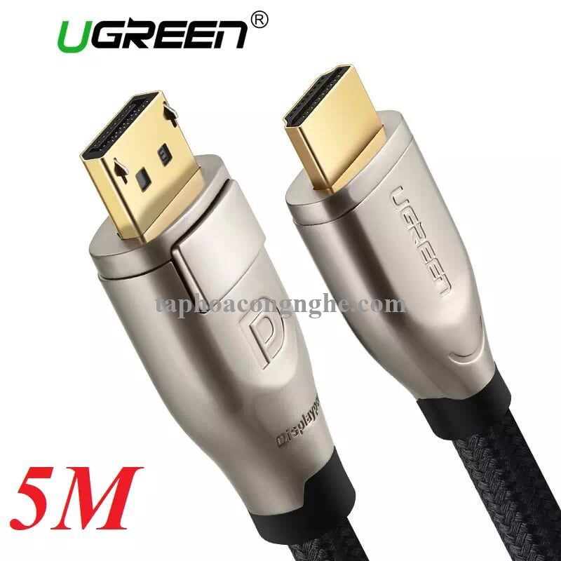 Ugreen 40436 5M Màu Đen Cáp chuyển đổi Displayport 1.2 sang HDMI 2.0 cao cấp DP111 30040436
